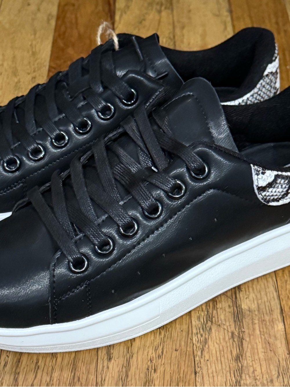 Size 9 - NEW - Seven7 Women’s Black Vegan Leather Lace-Up Sneakers
